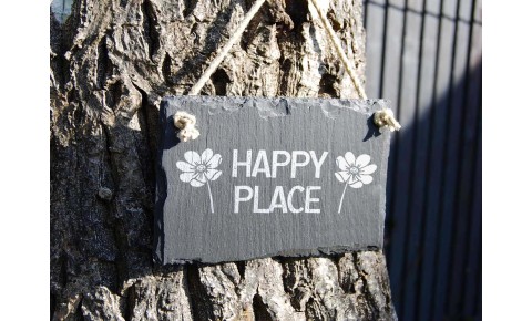 Happy Place Slate Hanging Sign